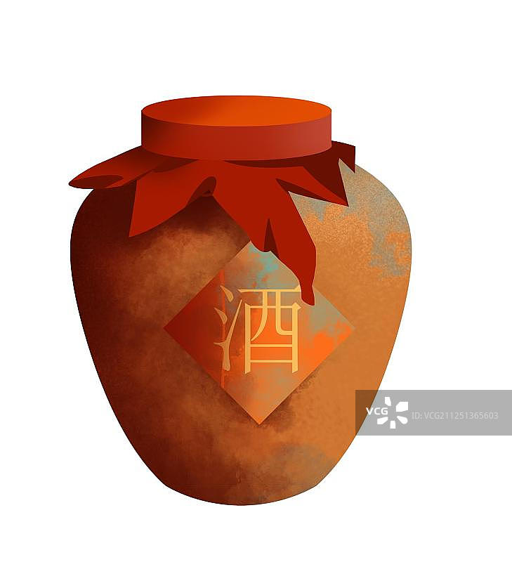 重阳节大酒坛子菊花黄酒酒杯免扣插画元素图片素材