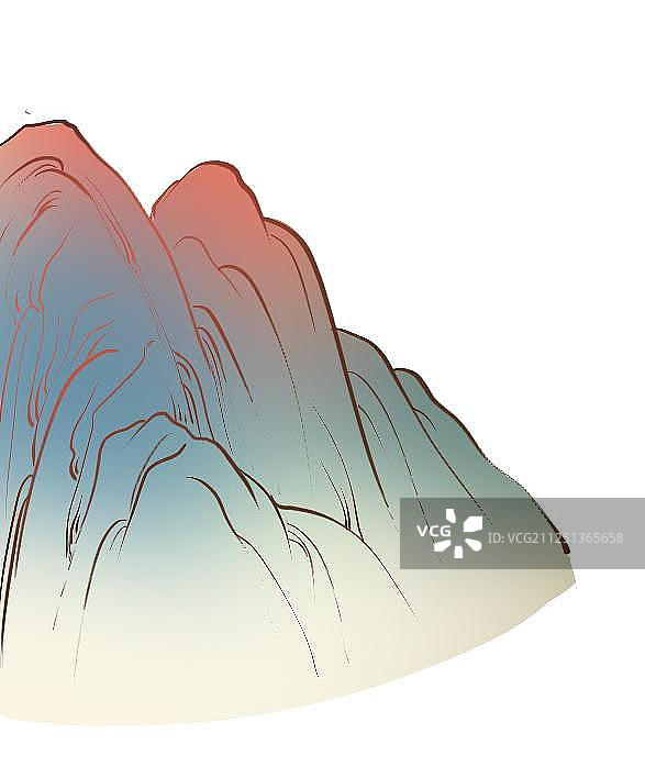 云山远景节气山远望免扣插画元素图片素材