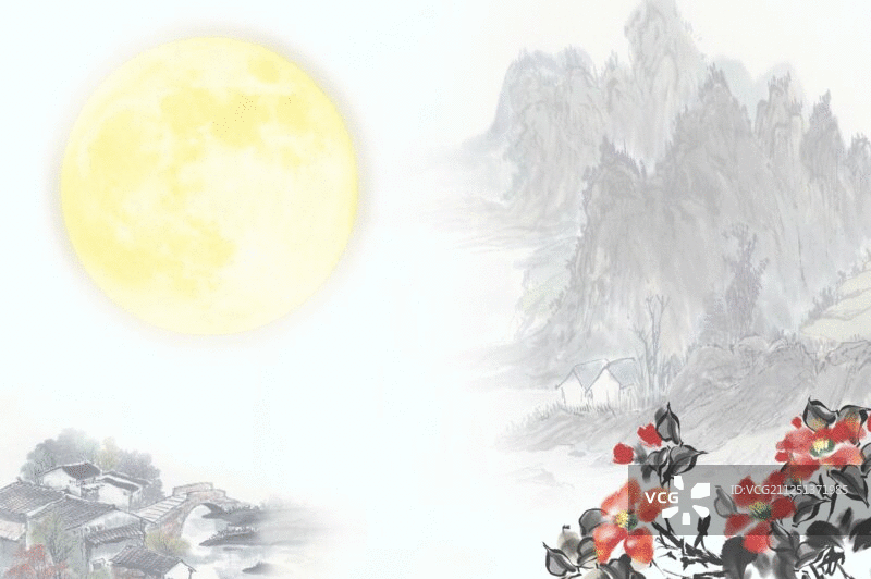 中秋佳节仙鹤及山茶花图片素材