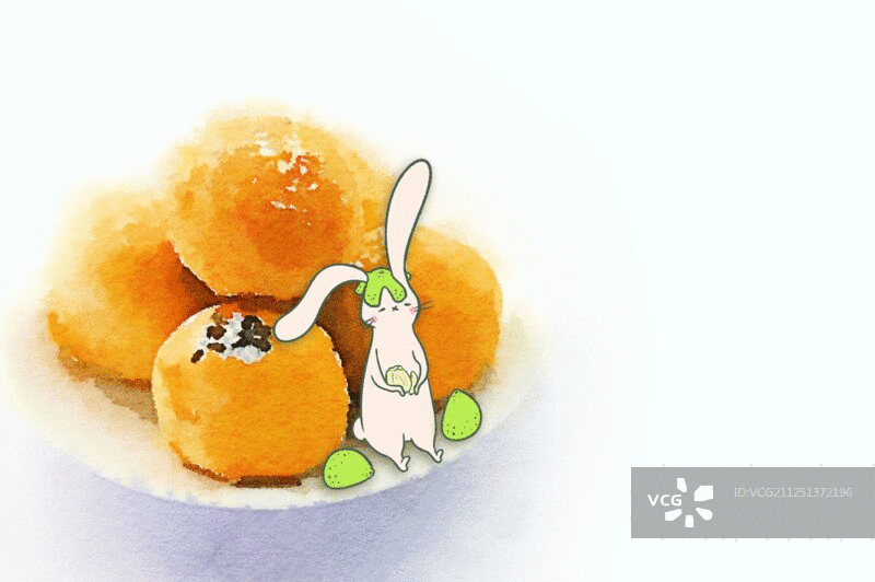 中秋节赏月与蛋黄酥图片素材