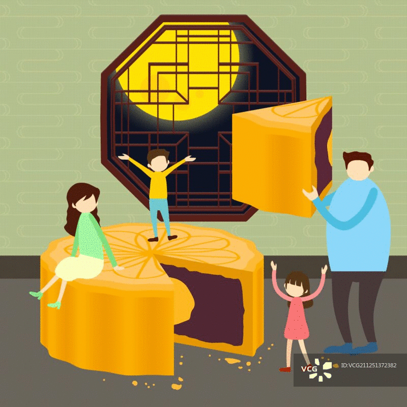 中秋节一家人吃月饼图片素材