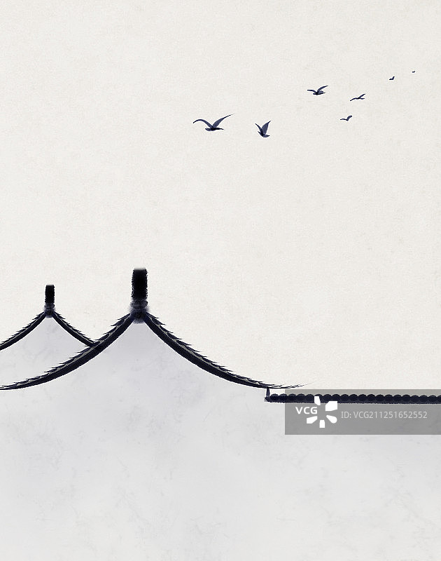 徽派建筑插画图片素材