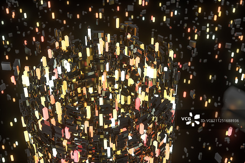 黑暗方块组成的房间与光亮 三维渲染图片素材