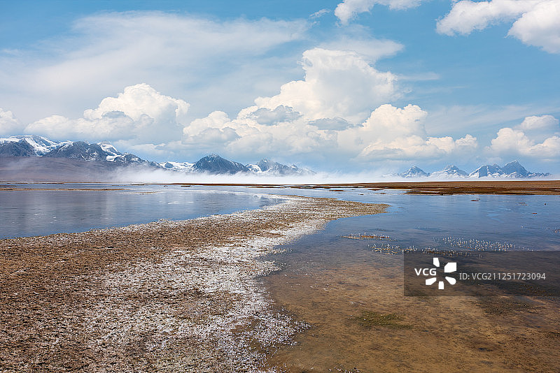 湖中的卓木拉日雪山图片素材