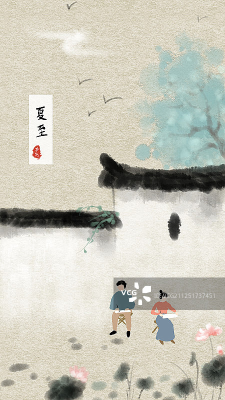 水墨风二十四节气之徽州印象-夏至图片素材