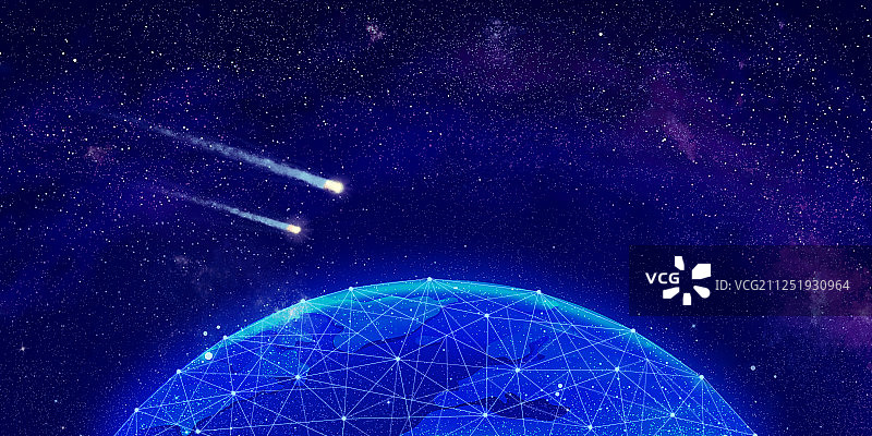 两颗流星陨石穿过层层的大气层来到地球上空插画背景图片素材
