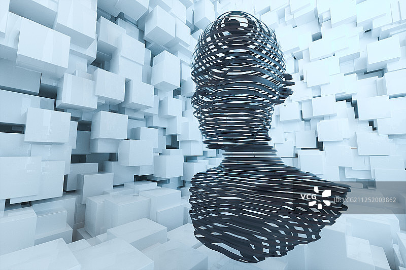 虚拟人物头部科技感人工智能概念背景 三维渲染图片素材