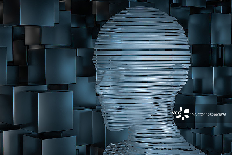 虚拟人物头部科技感人工智能概念背景 三维渲染图片素材
