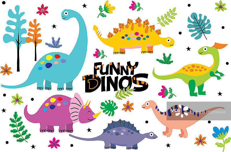 恐龙图案可爱笑脸趣味设计图片素材