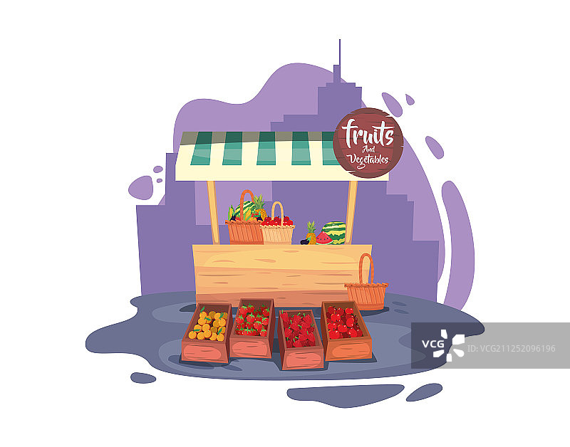 街头市场商业扁平设计图片素材