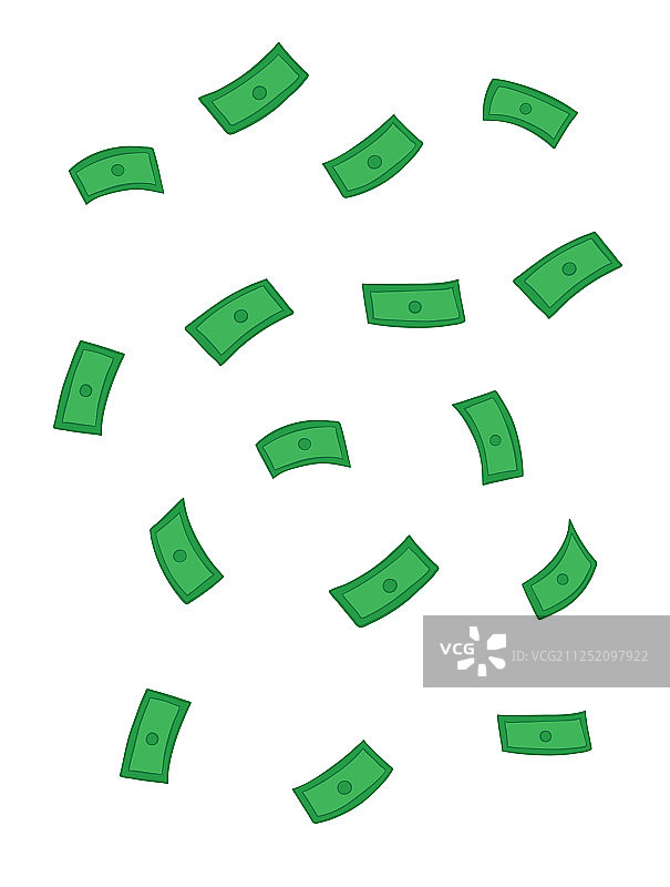 手绘金钱雨图片素材