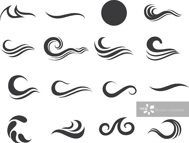 水波纹Logo模板，自然线条图片素材