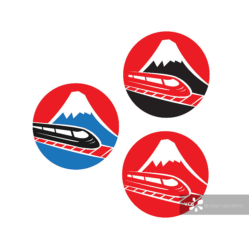 富士山速度感日式红色标志图片素材