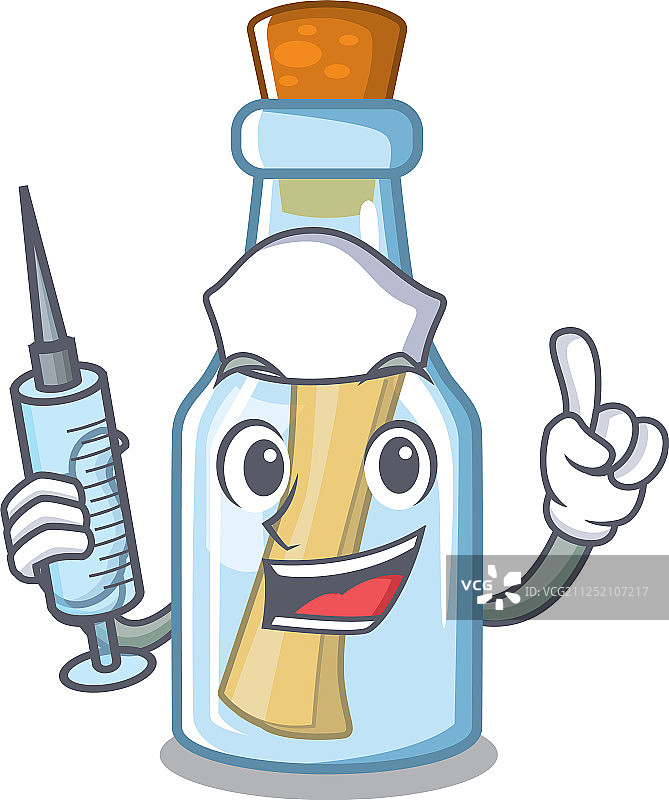 卡通瓶子里的护士留言图片素材