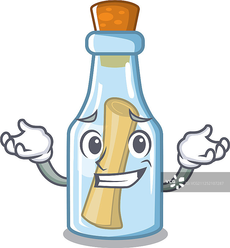 卡通风格的笑脸瓶中信图片素材