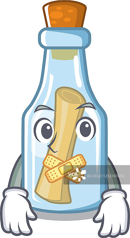 带有形状吉祥物的瓶中静音消息图片素材