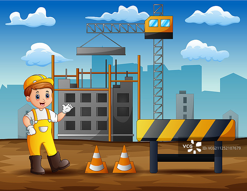 站在建筑工地的男工程师图片素材