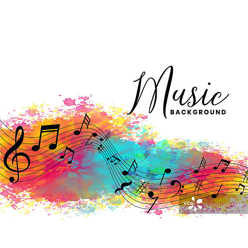 抽象水彩音符背景图片素材