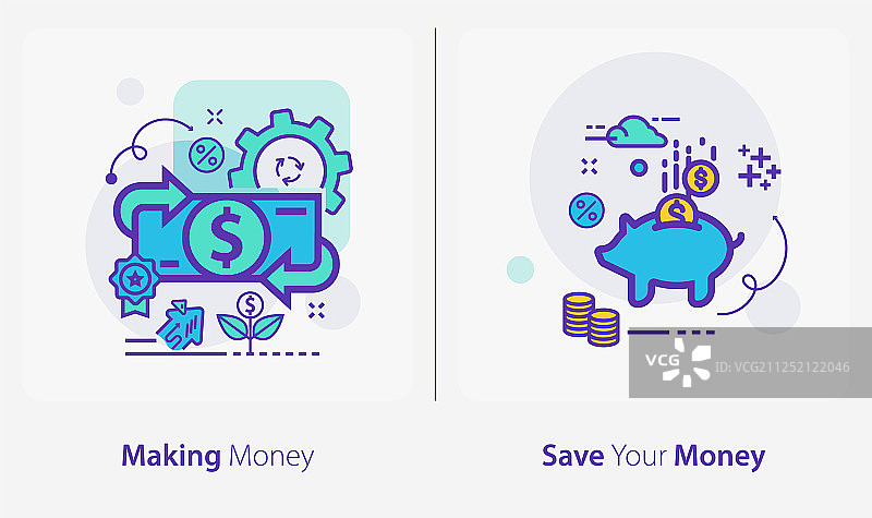 商业与金融概念图标：赚钱图片素材