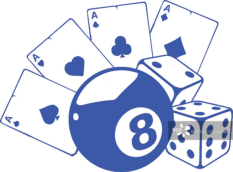 A牌扑克与8号球图片素材