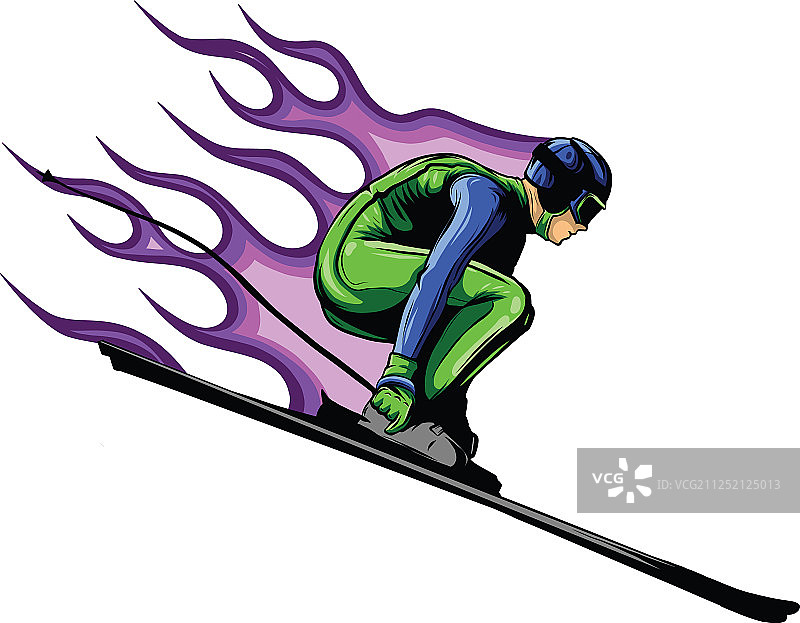 滑雪者跳跃的轮廓图片素材