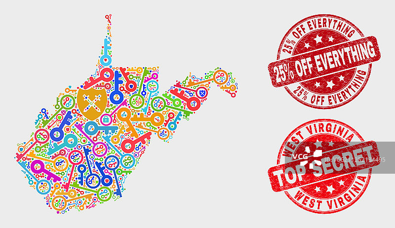 西弗吉尼亚州地图图片素材