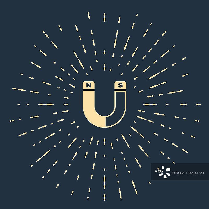 深蓝色背景上的米色磁铁图标图片素材