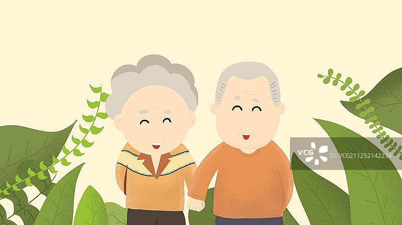重阳节老人扁平化插画图片素材