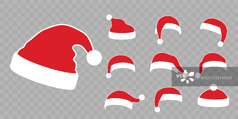 逼真的扁平风圣诞帽套装图片素材