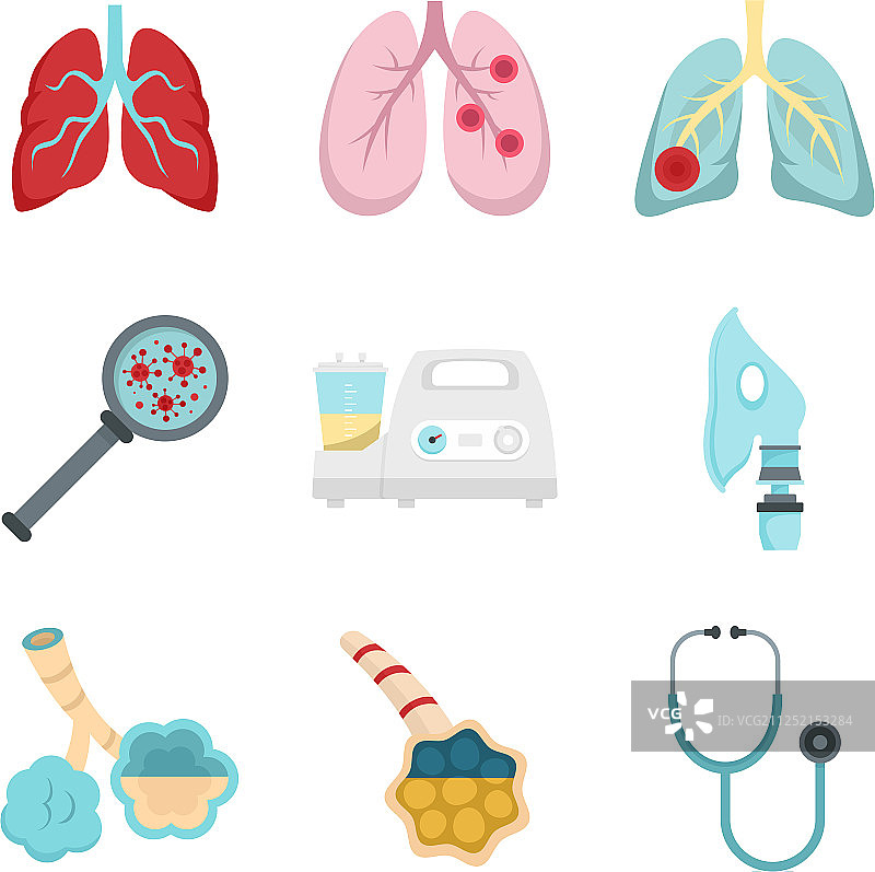 肺炎图标扁平风格图片素材