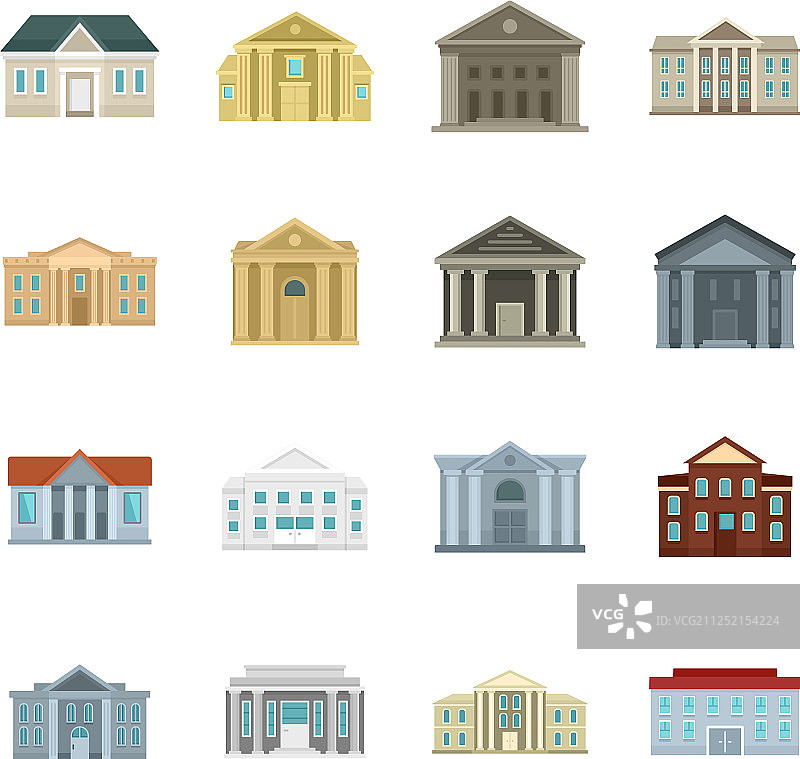 法院大楼图标扁平风格图片素材