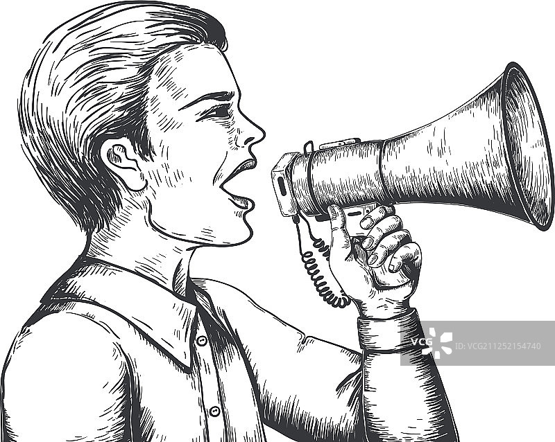 手绘喇叭雕刻草图图片素材