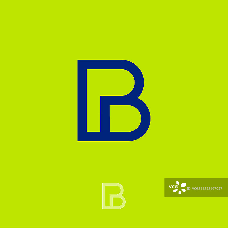 P和B标志线性简约图图片素材