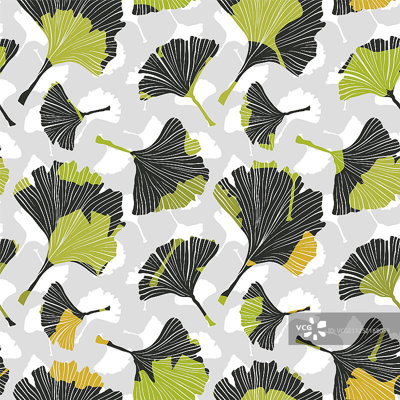 银杏叶桌布无缝图案图片素材