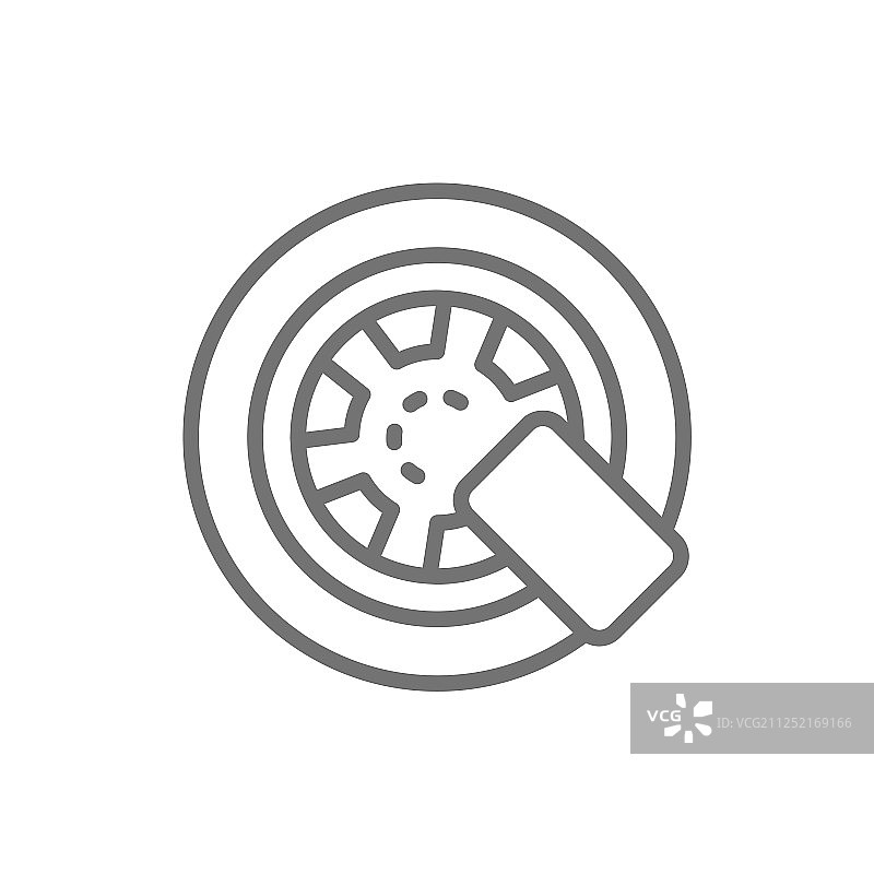 白色背景上隔离的汽车车轮锁线图标图片素材