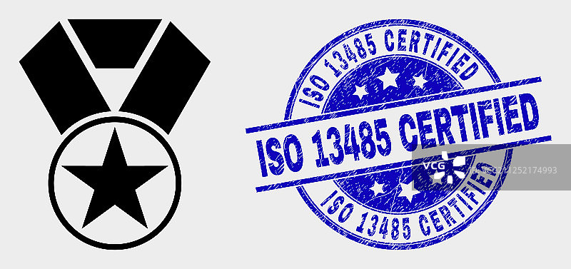 星星奖励图标和ISO 13485标志图片素材