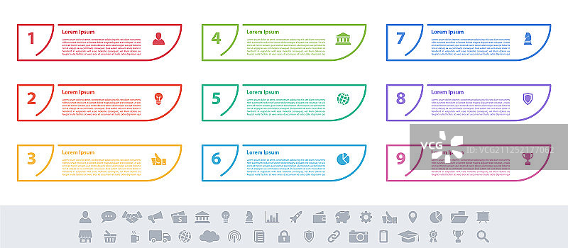 信息图设计的商业概念有9个步骤图片素材