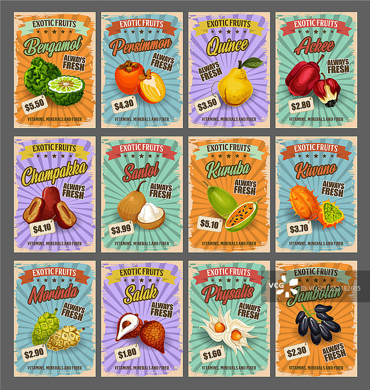 异国情调热带水果价格牌图片素材