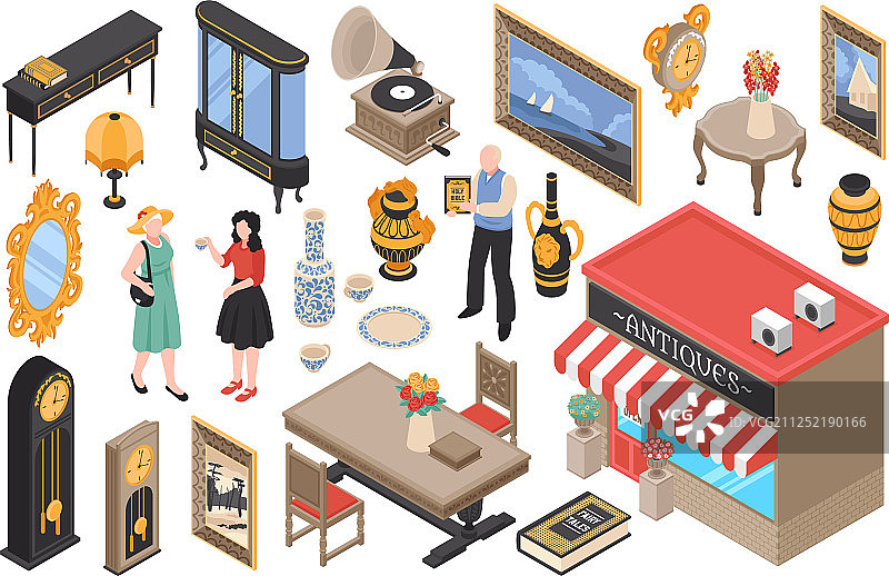 2.5D古董店场景图片素材