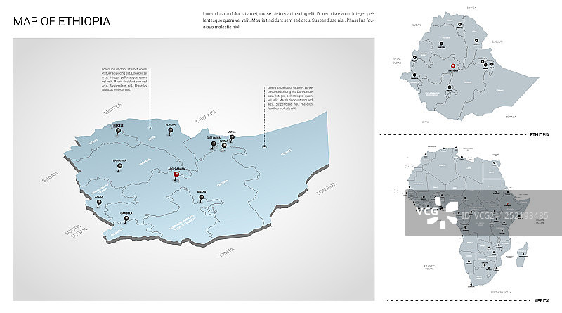 2.5D埃塞俄比亚国家地图图片素材