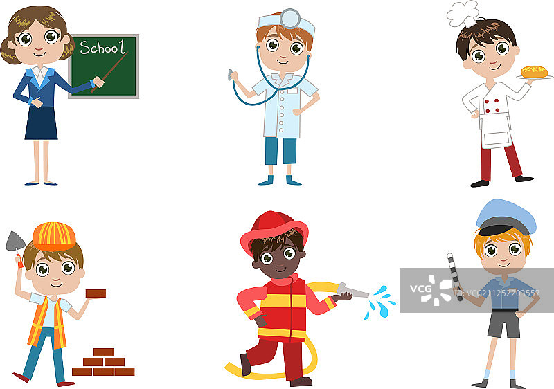 儿童职业套装：教师与医生图片素材