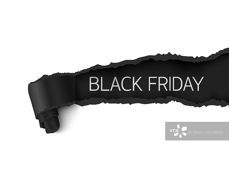 黑色星期五促销banner逼真撕纸图片素材