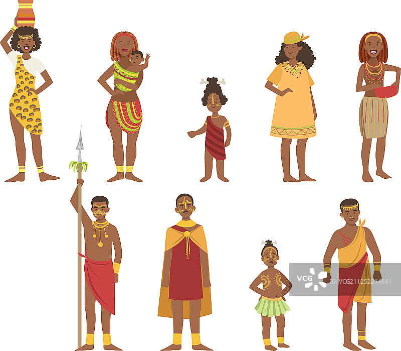 非洲人土著男女儿童合集图片素材