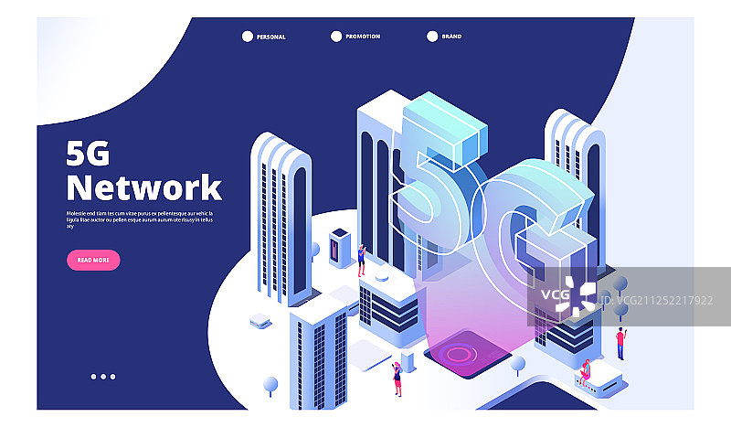 具有5G无线网络的5G概念城市图片素材