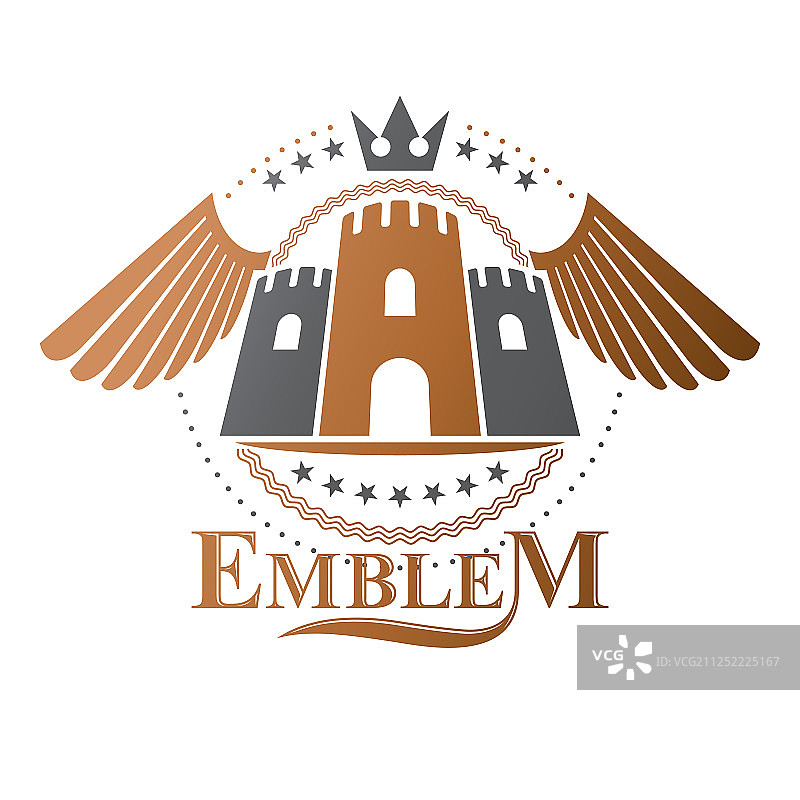 古代城堡徽章纹章设计元素图片素材