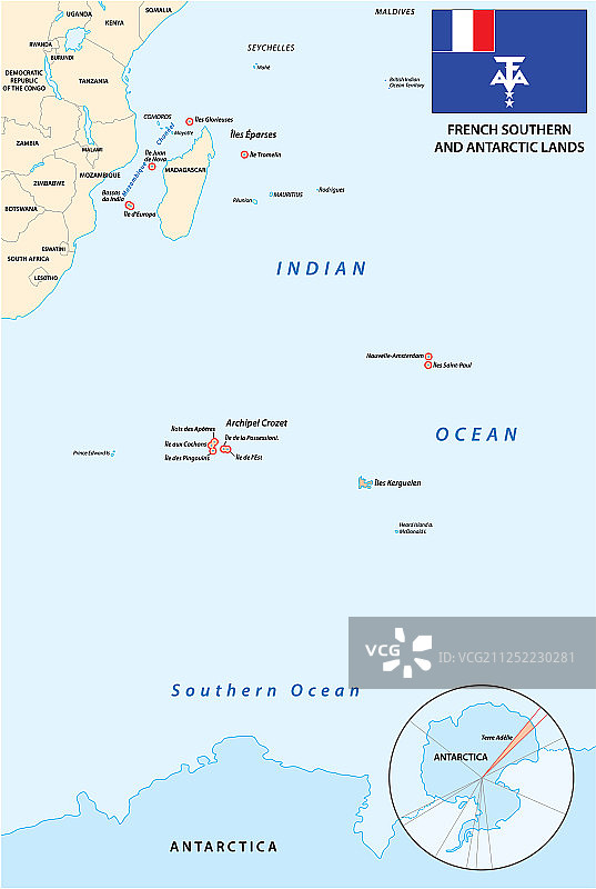 法国南部和南极领地地图图片素材