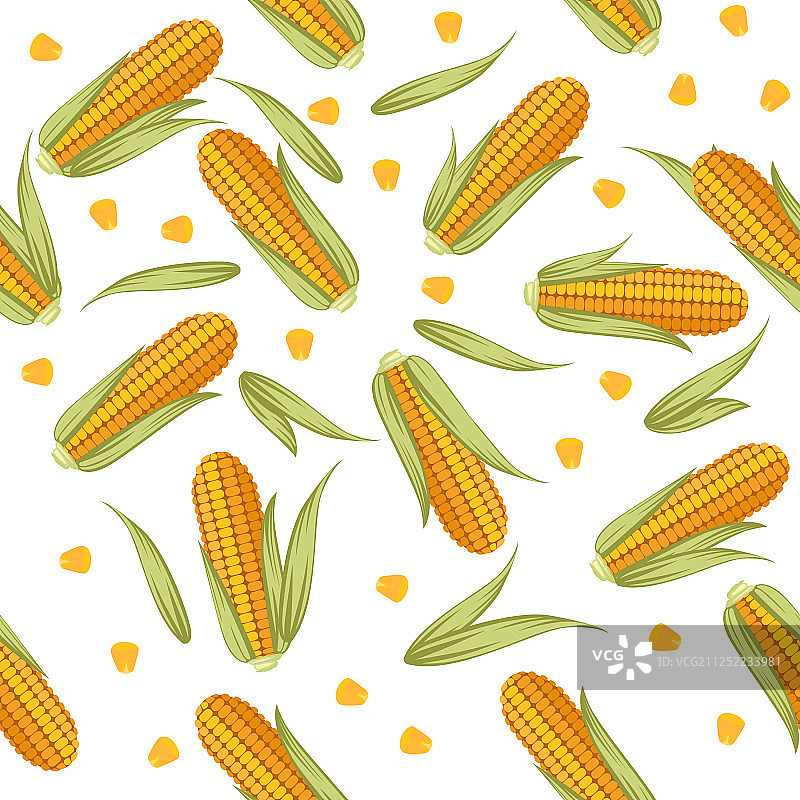 玉米棒与莴苣叶无缝图案图片素材