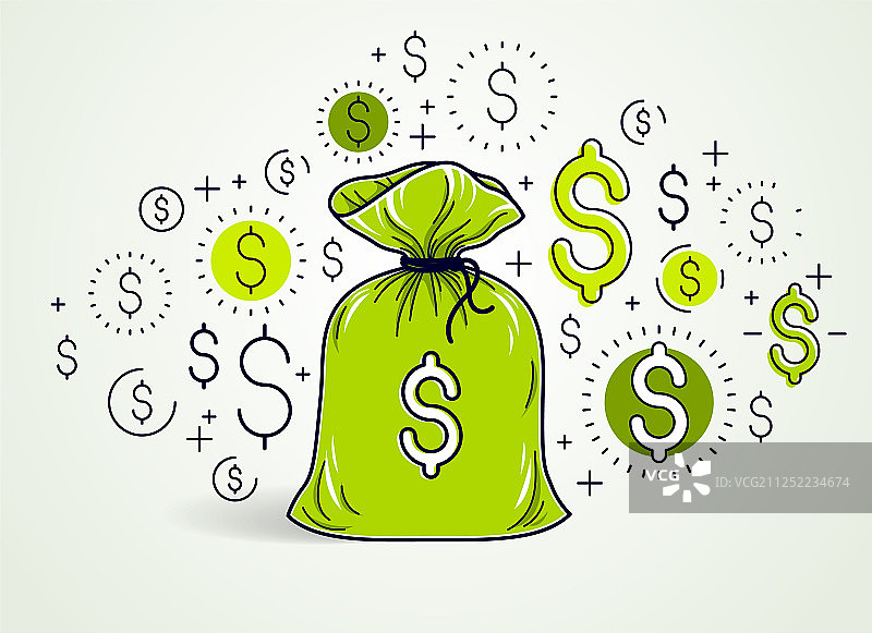 钱袋和美元图标设计（储蓄）图片素材