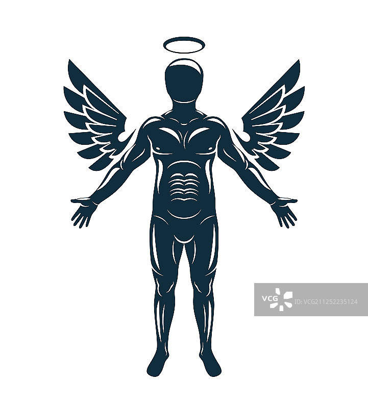 天使鸟构成的健壮男人图案图片素材