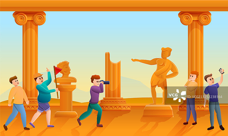希腊短途旅行概念横幅卡通风格图片素材